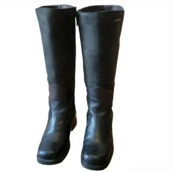 Anfibio Tall Knee-High Square Toe Leather Black Boots Size 8. - Picture 1 of 13